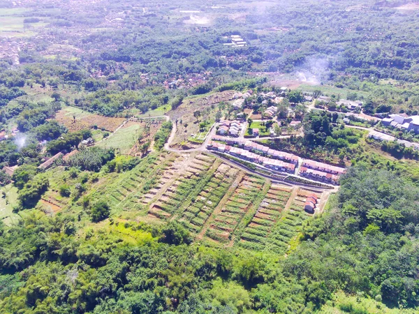 Aerial Photography Residential Areas Steep Hilltop Cikancung Area Indonesia — Fotografia de Stock