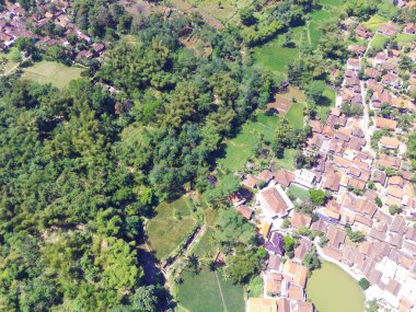 Abstract Defocused Blurred Background Top view of residential areas in the highlands in the Cikancung area - Indonesia. Not Focus
