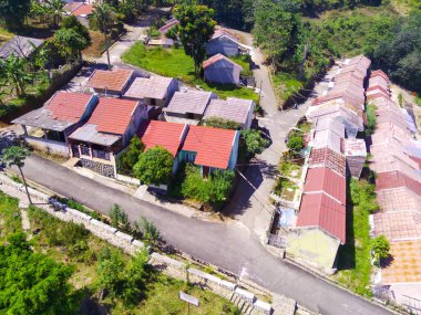 Abstract Defocused Blurred Background Top view of residential areas in the highlands in the Cikancung area - Indonesia. Not Focus