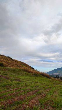 Abstract Defocused Blurred Background Aerial Photography of a valley view from the top of a hill in the Cicalengka area - Indonesia. Not Focus