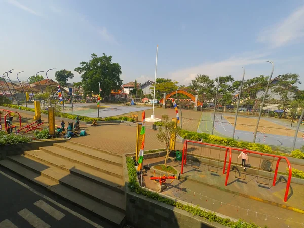 Luftaufnahme Des Sportplatzes Inmitten Des Cicalengka Stadtplatzes Indonesien — Stockfoto