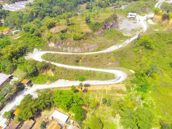 Resumo Desfocado Plano Fundo Desfocado Foto Aérea Uma Estrada Sinuosa — Fotografia de Stock