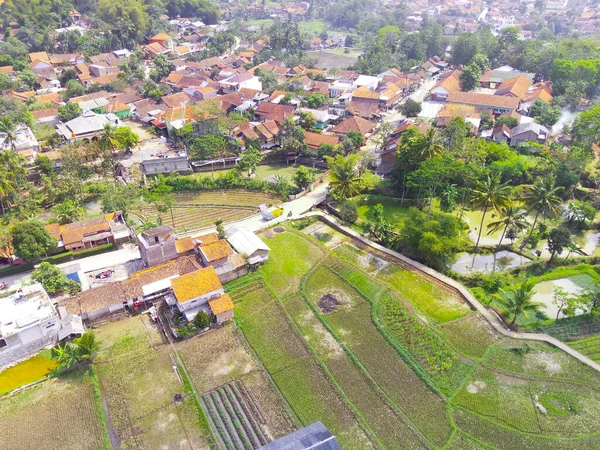 Foto Blur Aerial Yang Difokuskan Secara Abstrak Dari Sawah Luas — Stok Foto