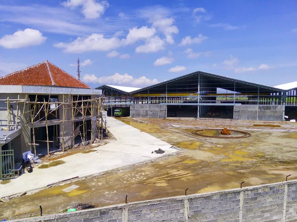 Abstract Defocus Blurred Background Bau Einer Großen Lagerhalle Cikancung Indonesien — Stockfoto