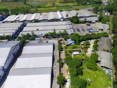 Endonezya 'nın doğusundaki Bandung bölgesindeki endüstriyel alanların bulanık arkaplan haritası. Odaklanma