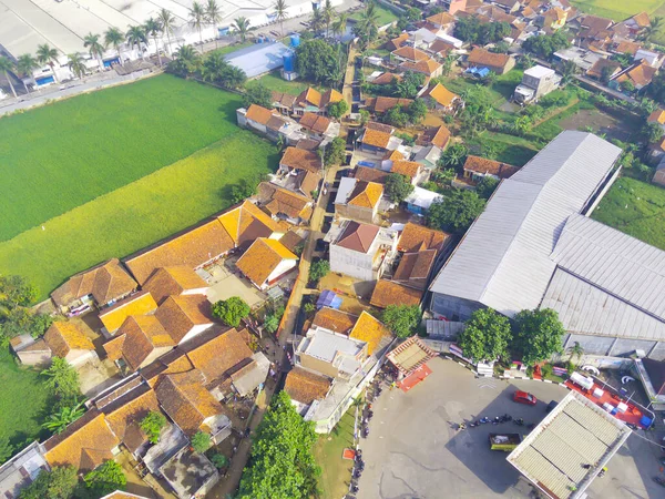 Abstract Defocus Blurred Background Antennenfabrik Und Reisfelder Cikancung Indonesien Nicht — Stockfoto