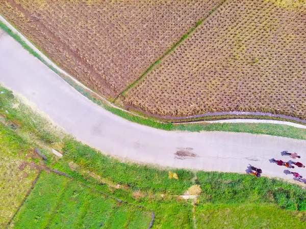 Abstract Defocred Blurred Background Aerial Road Main Transport Access Rice — Zdjęcie stockowe