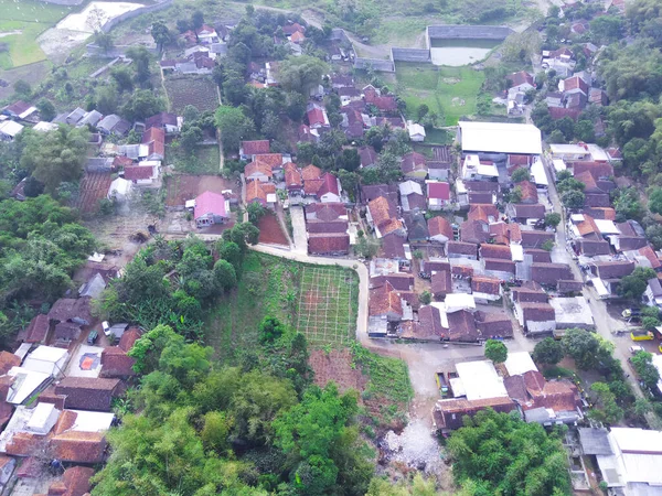 Аннотация Defocused Blurred Background Aerial Mapping Housing Rural Areas Cikancung — стоковое фото