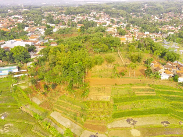 Аннотация Defocused Blurred Background Aerial Rice Fields Flooded Rain Cikancung — стоковое фото