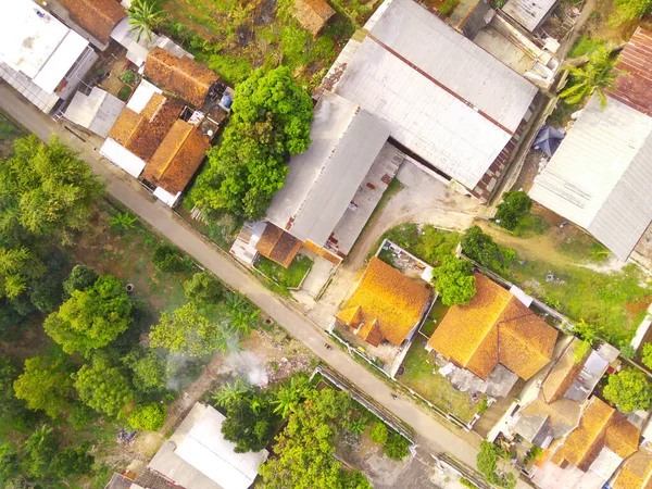 Resumen Desenfocado Antecedentes Borrosos Zona Aérea Densamente Poblada Este Bandung — Foto de Stock