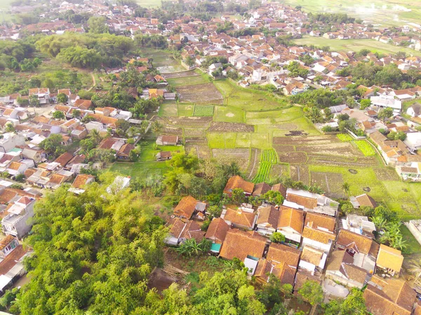 Defocused Blurred Background Aerial Padat Penduduknya Bandung Timur Indonesia Tidak — Stok Foto