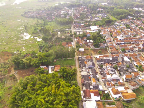Defocused Blurred Background Aerial Padat Penduduknya Bandung Timur Indonesia Tidak — Stok Foto
