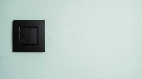 Banner Close Shot Electric Light Switch Black Plastic Frame Green — Foto de Stock