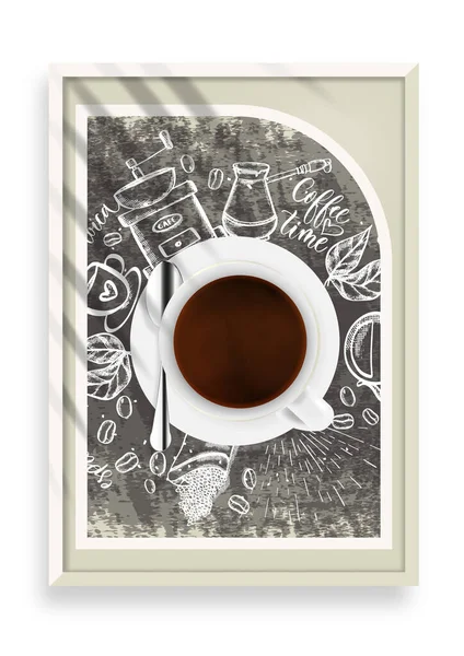 Ist Zeit Kaffee Trinken Coffee Shop Design Konzept Eine Tüte — Stockvektor