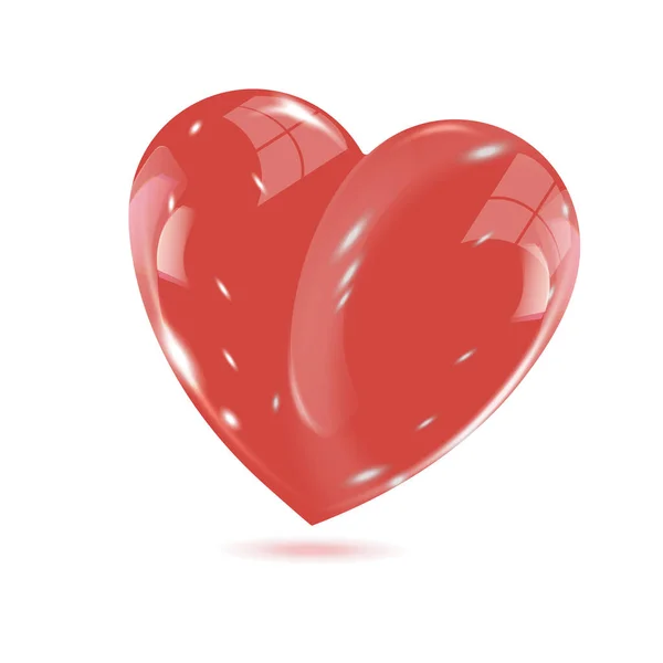 Beautiful glossy red heart with highlights on a white background —  Vetores de Stock