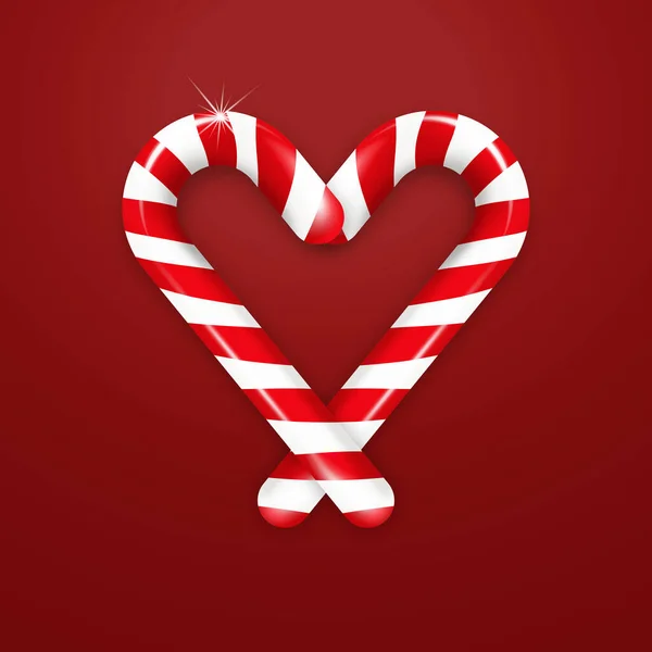 Candy Cane Shape Heart Red Background Shadow Vector Illustration Design —  Vetores de Stock
