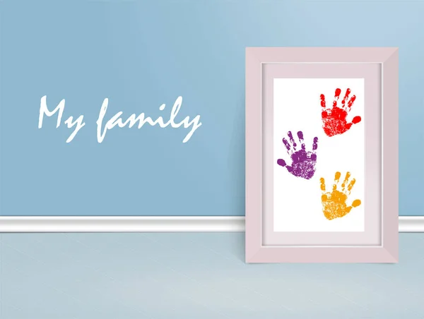 Hand Prints Frame Concept Family Background Wall Vector Illustration Eps — Stock Vector
