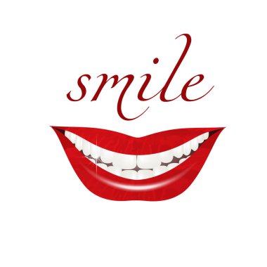 İnsan gülüşünün gerçekçi bir temsili. Vektör illüstrasyonu, 3B