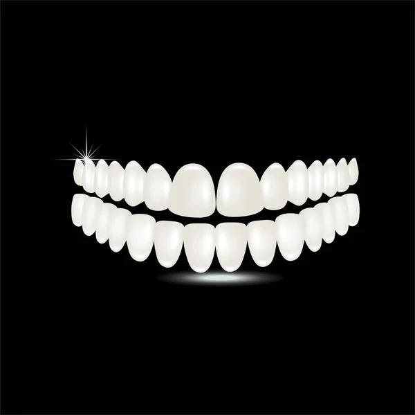 Un conjunto sano de dientes. Tratamiento dental. Tratamiento dental en una clínica dental. Estilo plano. Ilustración vectorial — Vector de stock