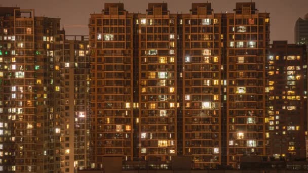 Timelapse Gran Edificio Apartamentos Beijing Ciudad China Llena Gente Con — Vídeos de Stock