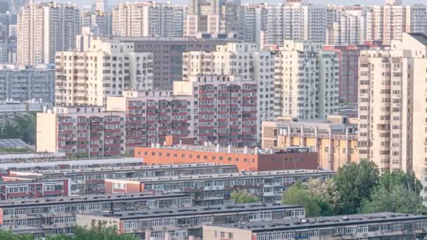 Evening Morning Time Lapse Beijing Apartment Buildings Closeup Old New — Stock Video