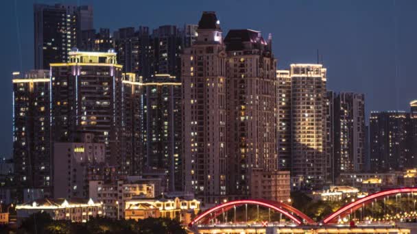 Dzień Nocy Timelapse Mieszkania Wysoki Wznosi Się Guangzhou Czas Upływu — Wideo stockowe