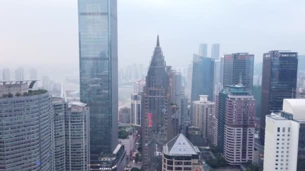 Felvétel Chongqing Belvárosának Madártávlatából Jiefangbei Terület Kínai Metropolisz Központi Üzleti — Stock videók