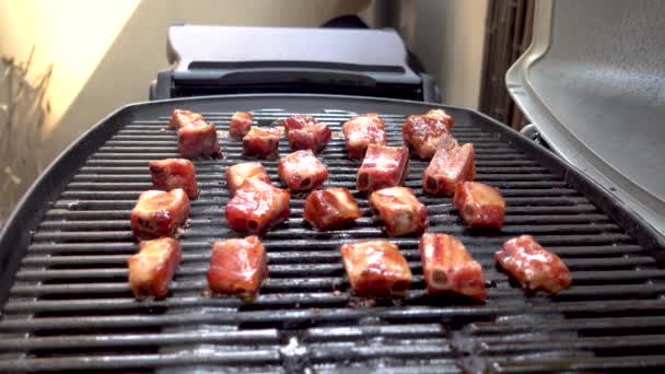 Basting Cozinhar Costelas Curtas Churrasco Assar Deliciosas Costelas Atalho Churrasco — Vídeo de Stock