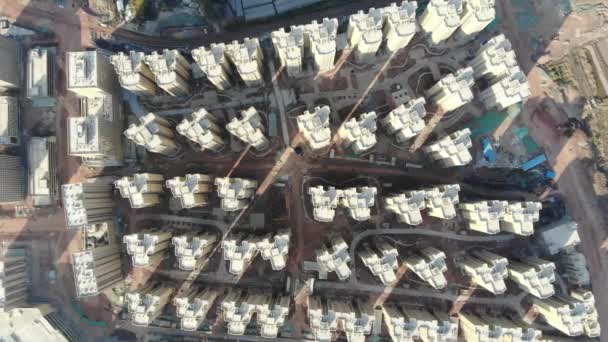 Overhead Aerial New Apartment Building Complex Looking Drone Shot Asian — Vídeo de Stock