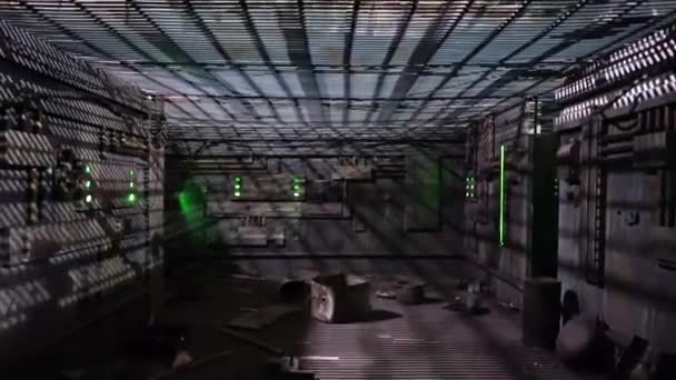 Industrial Interior Hallways Sci Spaceship Film Set Moving Realistic Run — Stockvideo