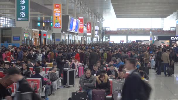 Passengers Wait Departures Area Train People Waiting Lining Enter Gates — Stock Video