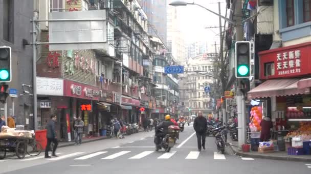 Une Rue Animée Bondée Dans Centre Ville Shanghai Journée Beaucoup — Video