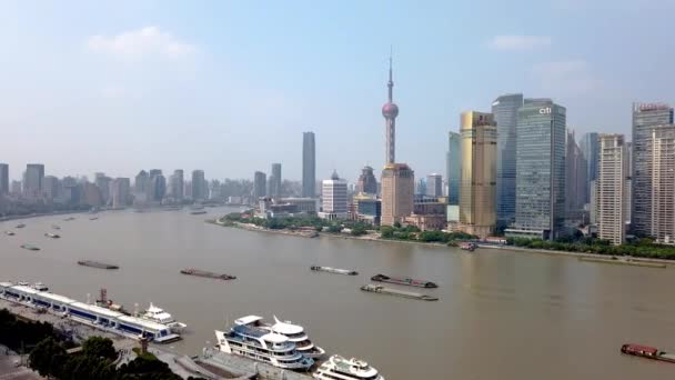 Moviendo Lapso Tiempo Del Carril Envío Huangpu Río Arriba Centro — Vídeos de Stock