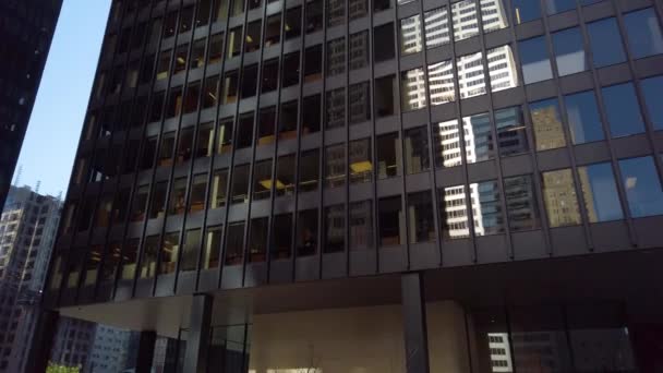 Establishing Shot Multiple Office Buildings Canada Downtown Toronto Skyscrapers Panning — Stockvideo