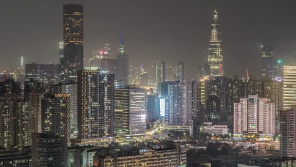 Nattetid Förfaller Centrala Shenzhen Dag Till Natt Övergång Timelapse Upptagen — Stockvideo