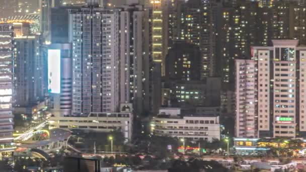 Pan Αριστερά Νύχτα Πάροδο Του Χρόνου Στο Κέντρο Της Shenzhen — Αρχείο Βίντεο