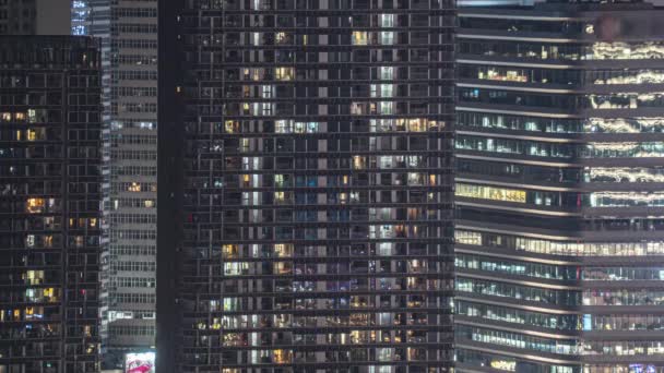 Stadtzentrum Cbd Wohnungen Nacht Zeitraffer Zeitraffer Fenster Von Wohnhäusern Shenzhen — Stockvideo