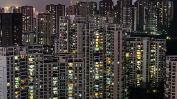 Dag Till Natt Förfaller Lägenheter Byggnader Kina Timelapse Bostäder Lägenheter — Stockvideo