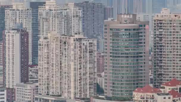 Dag Tot Nacht Timelapse Van Binnenstad Appartementsgebouwen Chinese Drukke Stad — Stockvideo