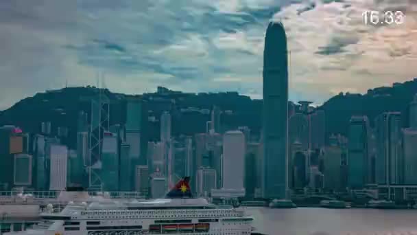 Day Day Time Lapse Hong Kong Skyline Clock Daybreak Timelapse — Stock Video
