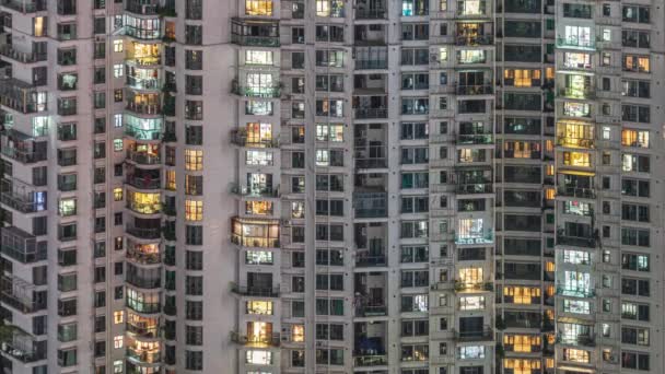 Lapso Tiempo Muchas Ventanas Apartamentos Centro Timelapse Ventanas Pisos Residenciales — Vídeos de Stock