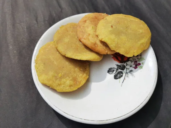 Snacks Traditionnels Inde Est Fabriqué Mélangeant Gram Pulse Farine Riz — Photo