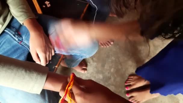 Sister Tying Rakhi Her Brother Festival Celebrated India Selfless Love — Vídeo de Stock