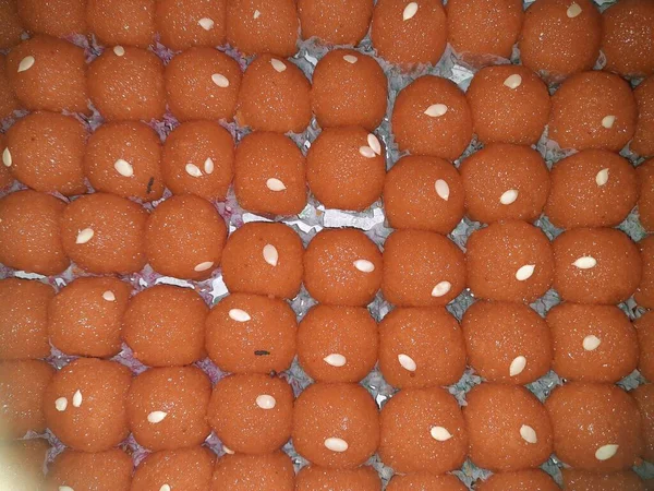 Doux Laddoo Indien Aussi Connu Sous Nom Bundi Laddu Sont — Photo