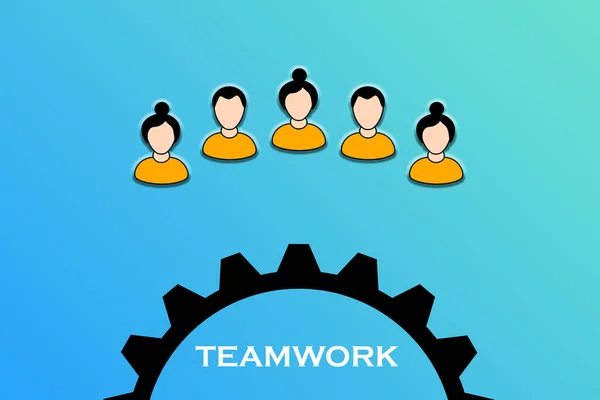 Avatars Team Members Forming Team Toothed Circle Symbolizing Teamwork Collaboration — Stock Photo, Image