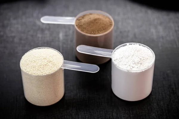 Measuring Spoon Casein Creatine Powdered Food Supplements Protein Amino Acid — 图库照片