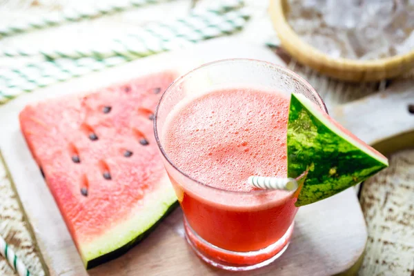 Iced Natural Watermelon Juice Made Organic Fruit Served Summer — 스톡 사진