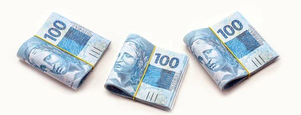 100 Reais Bankjegyek Elszigetelt Vagyon Ezer Reais Díjban Tombola Vagy — Stock Fotó