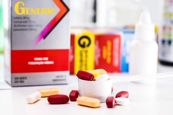 Generic Drug Tablets Capsules Same Active Substance Pharmaceutical Form Dosage — Foto de Stock