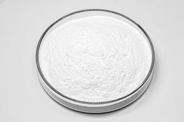 Πιάτο Petri Σκόνη Benzoyl Peroxide Που Χρησιμοποιείται Στην Παρασκευή Κρέμας — Φωτογραφία Αρχείου